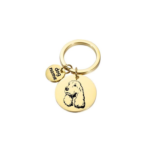 Keychains cocker spaniel cachorro engraçado animal chaveiro de animais de estimação em aço inoxidável a laser