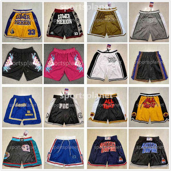 

2021 2022 all team retro stitched just don pocket lower merion basketball shorts 1 bugs tune squad hip pop pant with pockets zipper, White;black