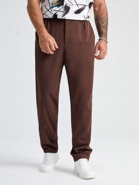 

extended sizes men slant pockets tailored pants u9rm#, Black