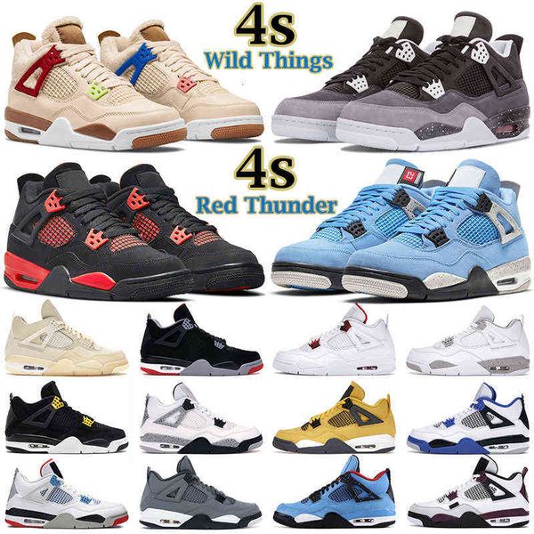 

4s shoes basketball men women jumpman 4 red thunder wild things university blue white oreo bred tour yellow paris starfish mens trainers, Black