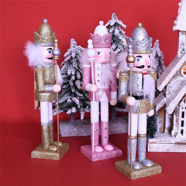 Dekorative Objekte Figuren Nussknacker Soldat Puppe Ornament Handbemalte Holzhandwerk Weihnachtsdekoration für Zuhause Wohnzimmer Schlafzimmer