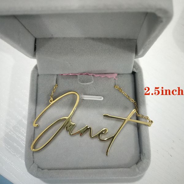 

punk style 2 5inches large size pendant custom any name necklace for women men stainless steel fashion chain jewelry friend gift 220722, Silver