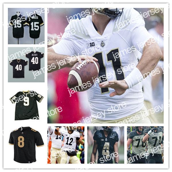 

james custom college football purdue boilermakers jersey aidan o'connell drew brees zander horvath garrett miller jared sparks amad and, Black