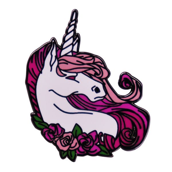 

fantasy pink maned unicorn enamel pin sacred mythical animal pegasus horse creature brooch jewelry gift, Blue