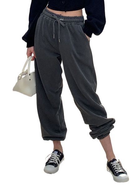 

dazy drawstring waist slant pockets sweatpants d8ln#, Black;white