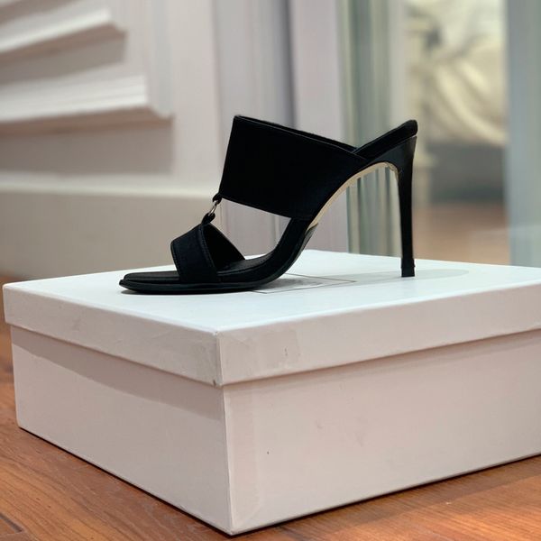 

luxury sandals women shoes 2022 elegant pointed toe slingback office mesh women's fashion flat high heels women's flip flops, Black