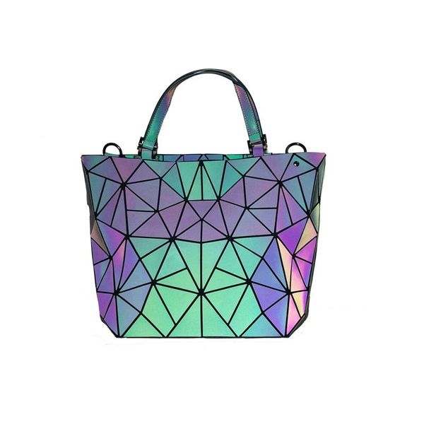 Bolsas de noite Mão Mulheres Laser Lingge Splicing Bolsa de ombro de ombro único Japanese Mensageiro Luminous Bucket HandbageNing