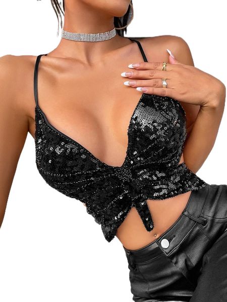 

apperloth a lace up backless sequin butterfly shape cami 62pm#, White