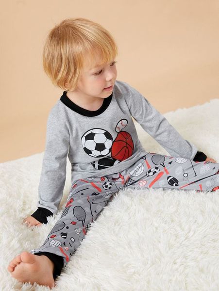 

toddler boys sports ball print pj set she, Blue;red