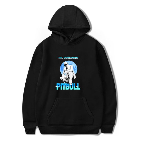 

pitbull merch hoodie sweatshirt men women oversize hip hop long sleeves, Black