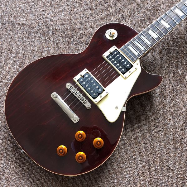 

new arrival custom one piece of body and neck electric guitar in wine red color , cream frets end binding , rosewood fingerboard
