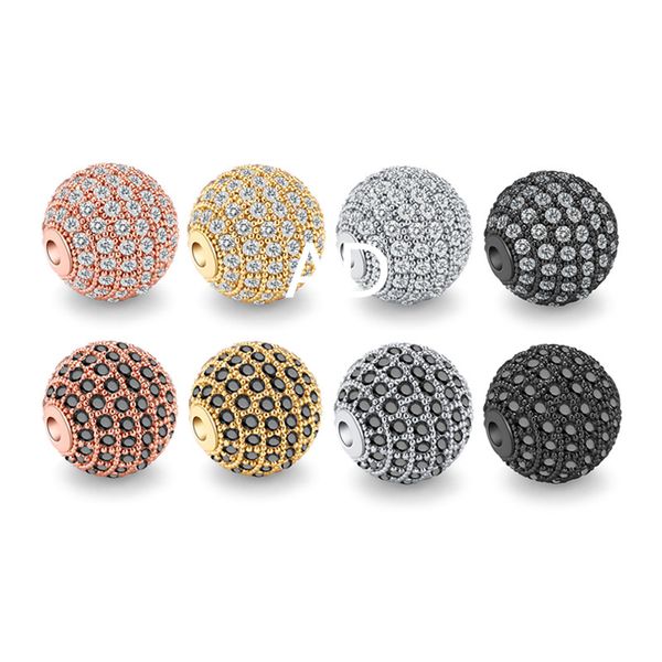 Mode Metallperlen CZ Micro Pave Kupfer Perlen Charm für Schmuckherstellung Größe 8 10 MM