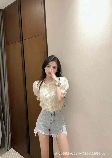 

women's polos spring and summer foreign style design sense of minority french heavy industry short pin nail bead doll collar lace f3ml, White