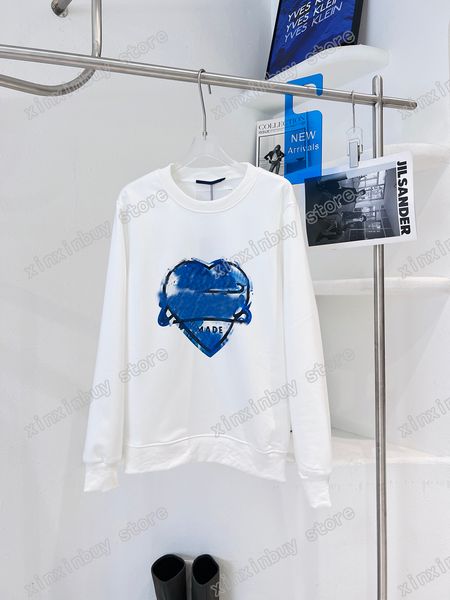 

xinxinbuy men women designer sweatshirts hoodies blue love print sportswear cotton belt casual fashion white xs, Black