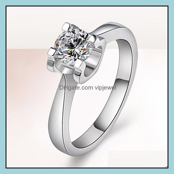 Solitaire Ring Basit moda ve cömert simation elmas BL BL Korna Kadın Düğün Platin Plating Zirkon Nişan Vi Vipjewel Dhin0