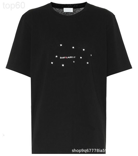 

women's t-shirt designer 2020ss saint l p fashion trend chest star print short sleeve tee t-shirt cover hat round neck sweater id26, White