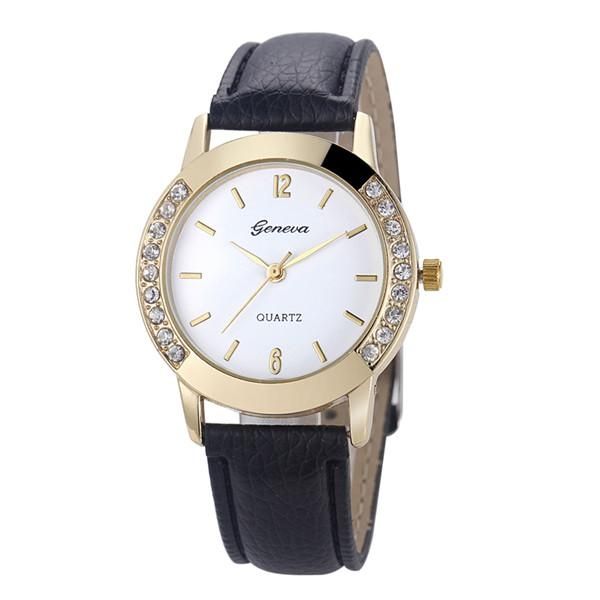 Начатые часы Ladies Watch Brand Женева модная кожаная группа Quartz Watch Wome Women Casual Clearance Salewhristwatches Навистные часы.