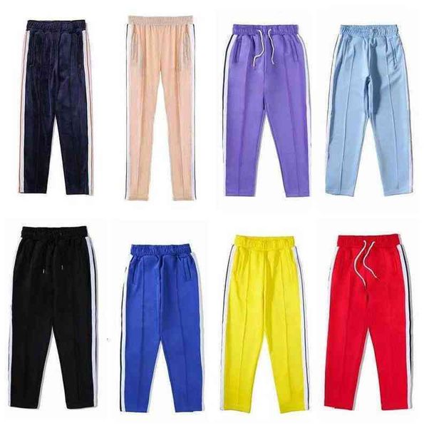 

designer men palm long pants stripe jogger trouser joggers casual winter mens track pant solid color rainbow side stripes 11, Black