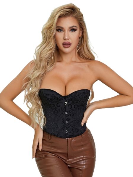 

floral lace up grommet eyelet shapewear e98i#, Black;red