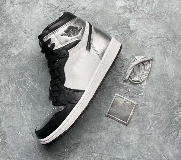 

shoes released authentic 1 high og wmns silver toe metallic white-black men women sports sneakers
