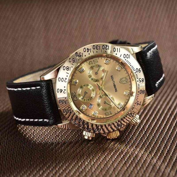 

luxury watches for mens southberg brand dayton commercial sports military men leisure strap 8tyf, Slivery;brown