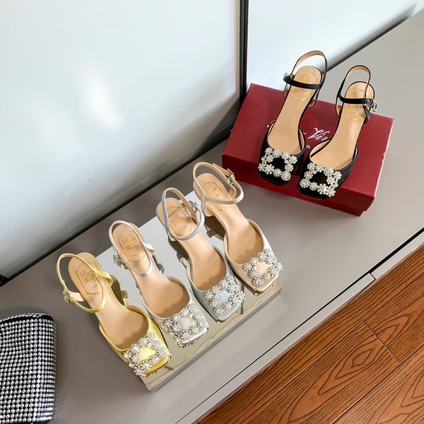 

the latest women's square toe hollow sandals, fashion high heels with7.5cm, toe beaded decorative fine shoelace buttons designed for fo, Black