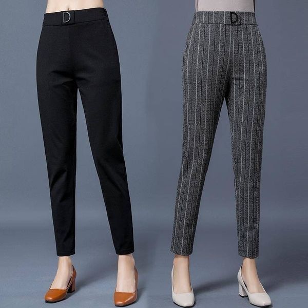 

spring summer pant plus size business formal trousers slim female work wear office lady er high waist pants y200418, Black;white