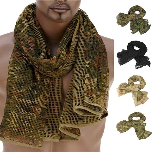 

190x90cm cotton camouflage tactical mesh sniper face scarf veil camping hunting multi purpose hiking scarve 220718, Blue;gray
