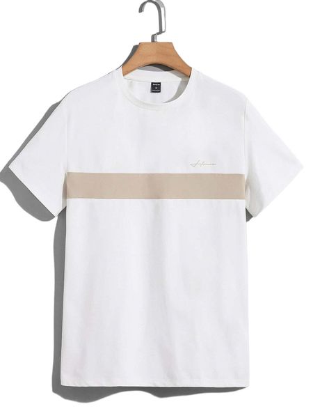 

men letter graphic colorblock tee 60yu#, White;black