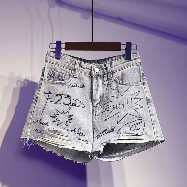 

short pants wide leg fashion vintage aesthetic casual summer women s jean denim shorts female high waist loose ripped korean 220602, White;black