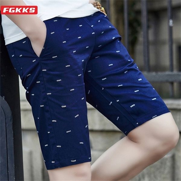 

fgkks casual brand men shorts summer breathable man fish bones printing bermuda male 220715, White;black