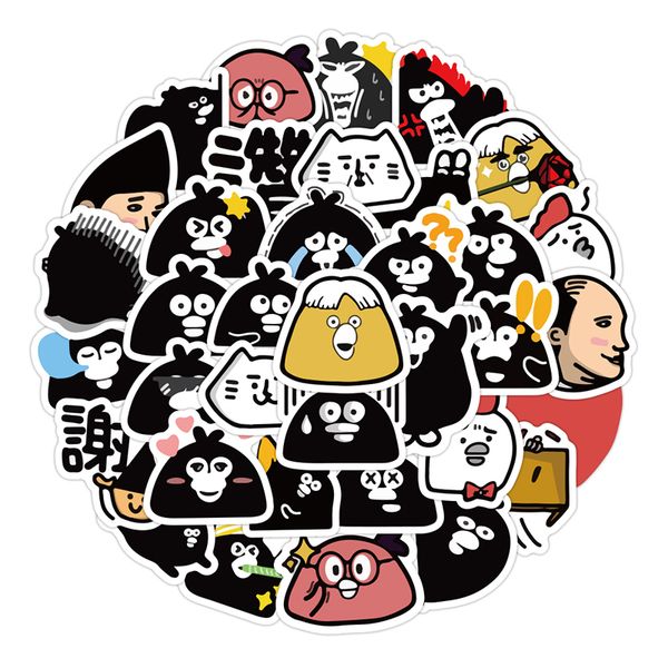 

40pcs cartoon cute little black chicken stickers pack decoration luggage skateboard lapwaterproof stickers decals wholesale