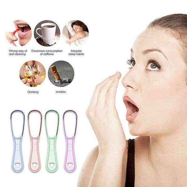 

2pcs tongue cleaner bad breath away hand scraper brush silica handle oral hygiene dental care cleaning 220614