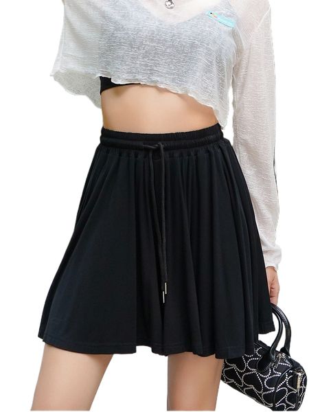 

dazy drawstring waist wide leg shorts d8ao#, White;black