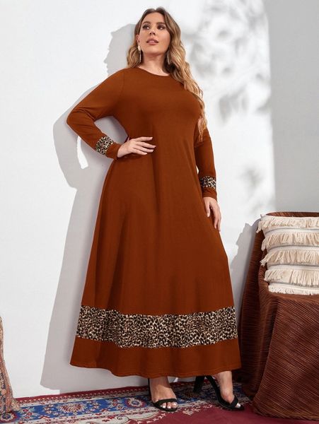 

plus leopard print tee dress k0lw#, Black