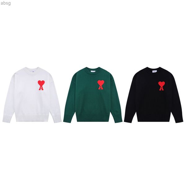 

2022 hoodie ami swaeter cashmere. paris fat 1 de coeur red round neck sweater with random love oversize style design for men and women, White;black