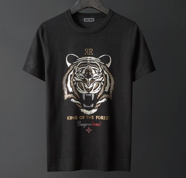 2022 outono e inverno novo masculino plus size camisola de malha pulôver tigre ano sólido cor redonda tendência tendência camisa de fundo