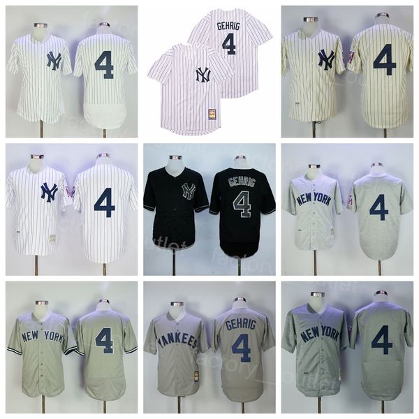 

men vintage 1939 baseball throwback 4 lou gehrig jersey flexbase cooperstown cool base all stitched team color navy blue black grey white pi