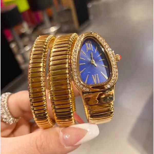 Роскошная леди браслет женщин смотрит, как золотые змеи наручные часы бренд бриллиантовая нержавеющая сталь группа женская часы для женских рождественских подарков на День Святого Валентина