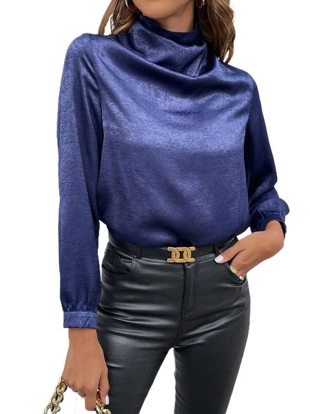 

cowl neck keyhole back velvet blouse l5q1#, White