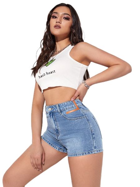 

patched detail d.enim shorts g7tj#, White;black