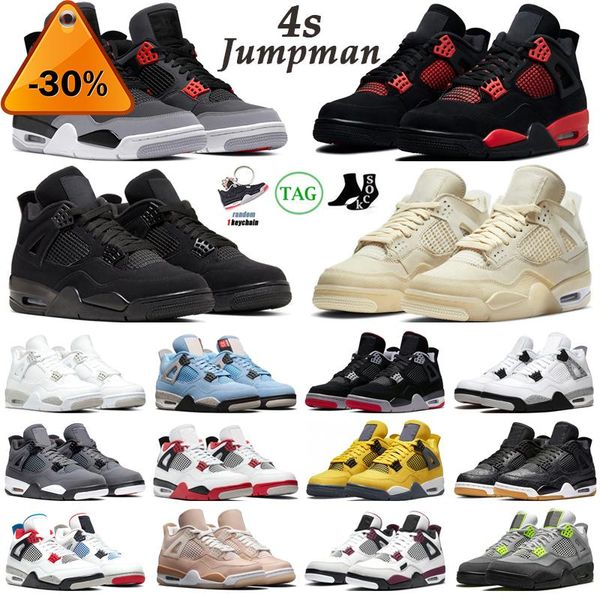 

4 4s basketball shoes men women red thunder infrared lighting black cat bred university blue sail cool grey shimmer white oreo mens trainers