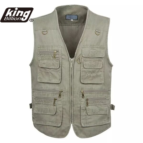 

male casual summer big size cotton sleeveless vest with many 16 pockets men multi pocket p ograph waistcoat tooling 220727, Black;white