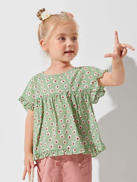 

sheen girls' allover printed ruffle she, White;black