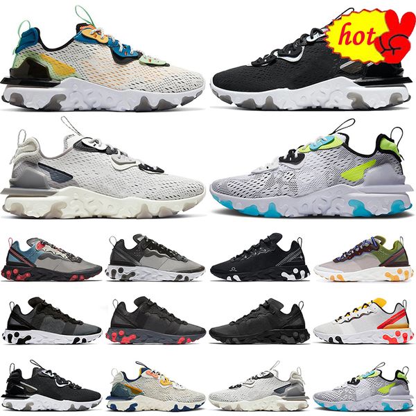 

sb boots react vision element 55 87 running shoes mens womens trainers triple black white iridesc