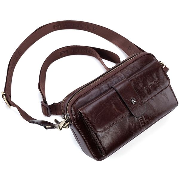 New Genuine Leather Mens Cintura Fanny Packs Bags de ombro para homens Cross Body Bely Belt Cello