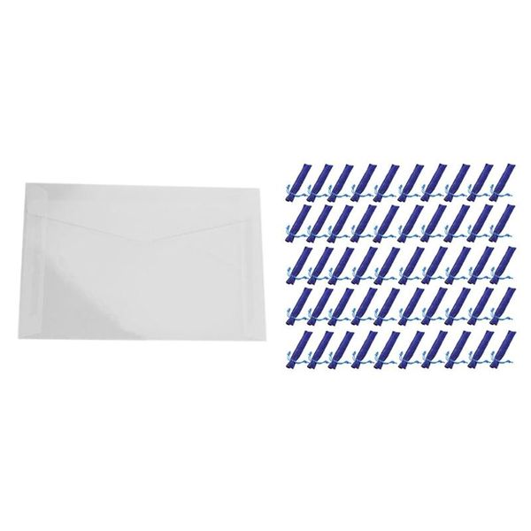 Confezione regalo Pz Busta di carta pergamena bianca vuota traslucida 50 Busta portapenne in velluto blu Portamatite Borsa regalo