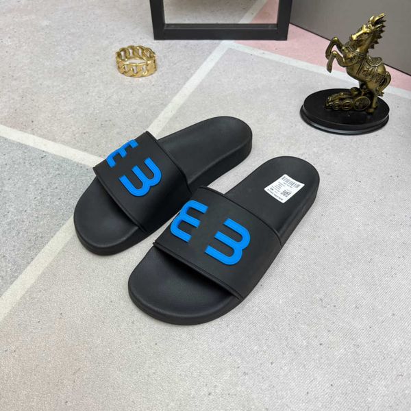 

pool slippers wide rubber slippers designer sandals leather summer flat embroidery fashion beach rainbow letters 35-44 with box, Black