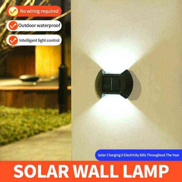 Smart Solar Wall Lampe LED wasserdichte Gartendekoration Solarbeleuchtung für Gartenzaun Treppe Gangway Outdoor Solarlampe J220531