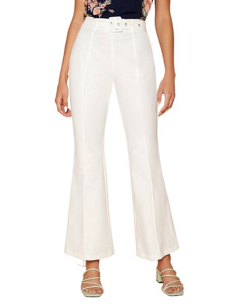 

high waist belted flare leg pants l6oq#, Black;white